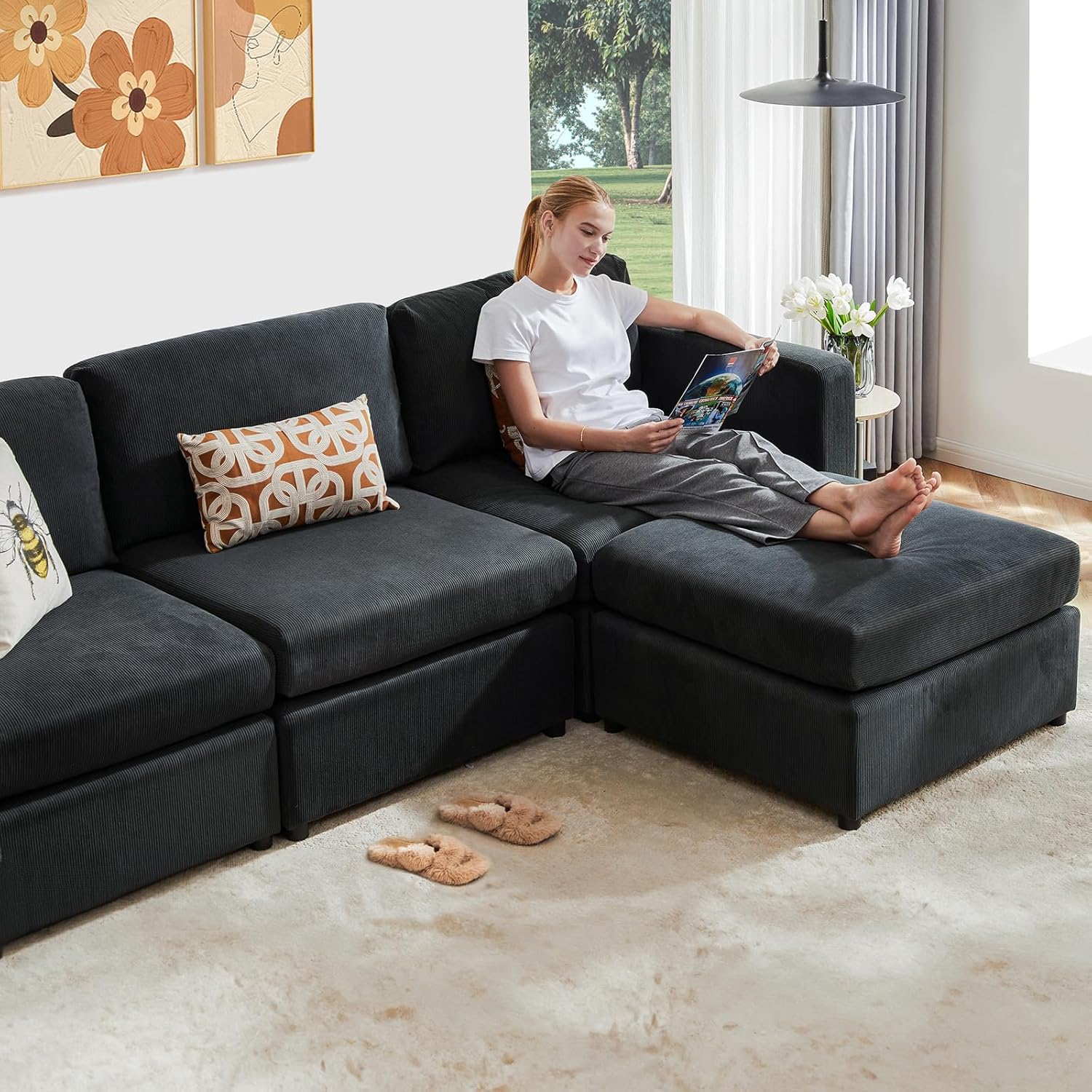 Convertible Sectional Couch Sofa Bed Sectional Couches for Living Room, 8-Seat Comfy Sleeper Sofa Modern Couch Bed Modular Sectional Sofa Set