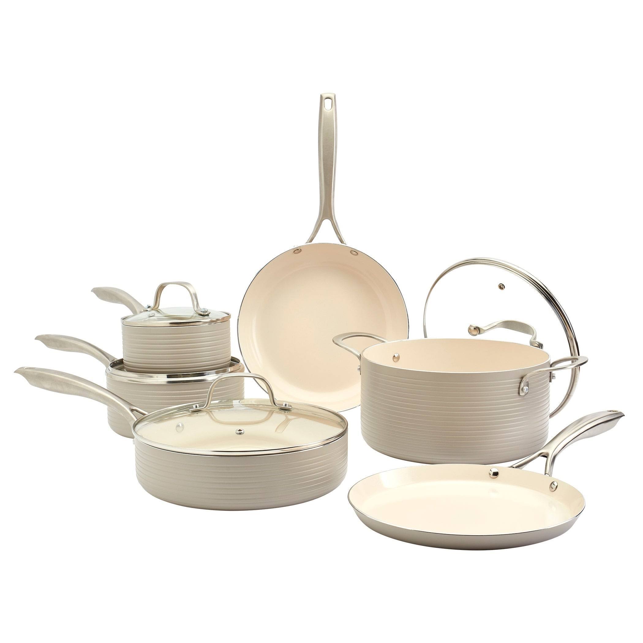 Denmark Monaco 10-Piece Fog Aluminum Non-Stick Cookware Set, Gray