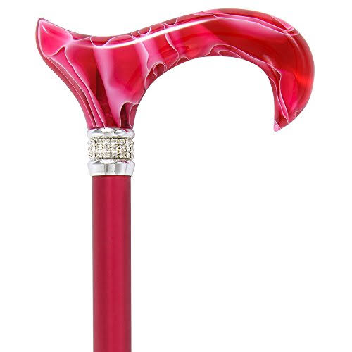 Royal Canes -Magenta Pearlz with Rhinestone Collar and Designer Adjustable Cane