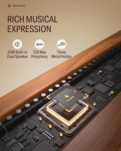 Donner DDP-80 PLUS Digital Piano 88 Key Weighted Keyboard, Home Electric Piano, Supports USB-MIDI & Headphones Connection, Semi-open Cover Designed
