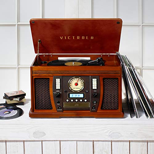 Victrola Aviator 8-in-1 Bluetooth Record Player & Multimedia Center with Built-in Stereo Speakers - 3-Speed Turntable, Vinyl to MP3 Recording