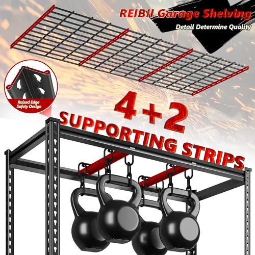 REIBII 60" W Garage Shelving 3000LBS Garage Shelving Heavy Duty Storage Shelves, 5 Tier Metal Shelves, Adjustable Industrial Shelf for Warehouse