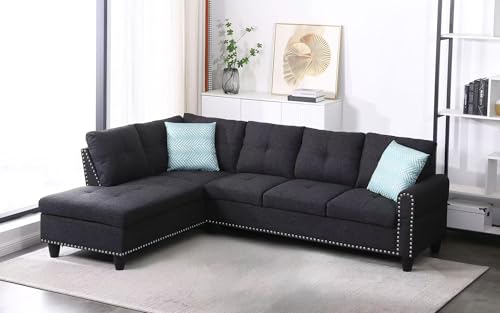 Devion Furniture Regis 4-in-1 Convertible L Shaped Couch with Pull Out Bed and Storage, Sectional Sleeper Sofa with Reversible Chaise for Living Room