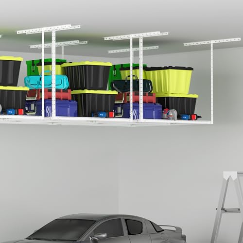 3 x 8FT Overhead Garage Storage Rack,Adjustable Ceiling Storage Racks,Garage Shelving Heavy Duty Storage Organizer System