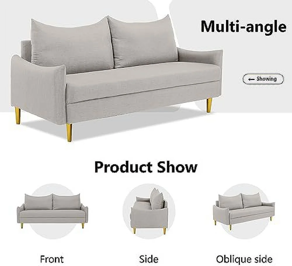 RUNFAYBIU 67" Modern Velvet Loveseat Sofa Couch  Mid-Century Tufted Upholstered Small Love Seat Couch with 2 Pillows