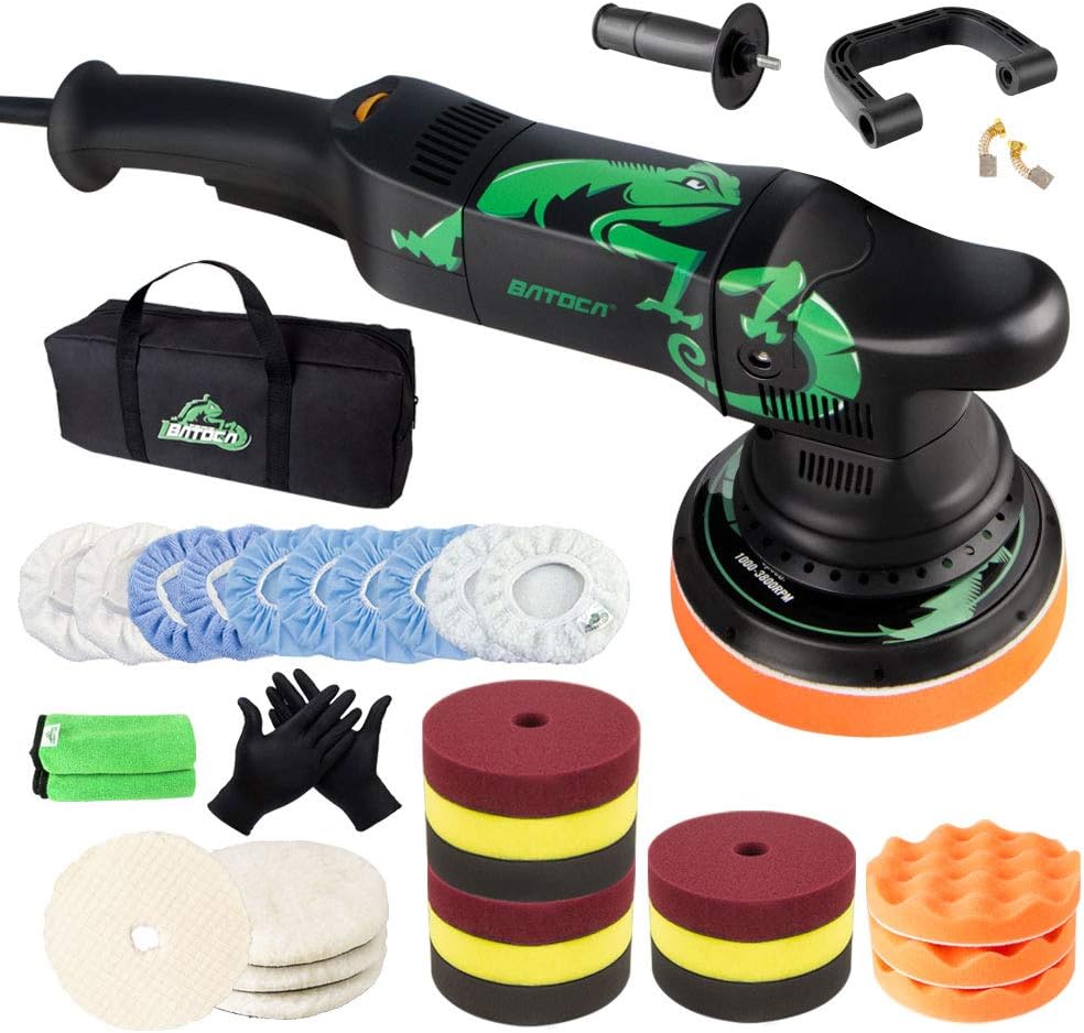 BATOCA Dual Action Polisher, 6 Inches and 700w Random Orbital Car Buffer Polisher, 6 Variable Speed DA Polisher with Foam/Wool Pads, Polish Bonnet