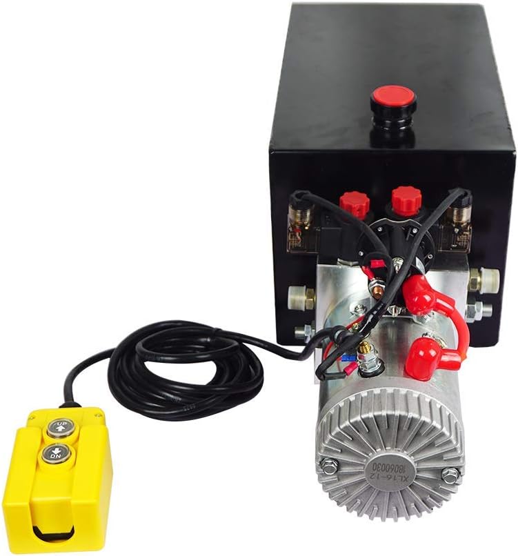 Fisters Hydraulic Power Unit 15 Quart Double Acting Hydraulic Pump DC 12V Power Unit Metal Reservoir for Dump Trailer Car Lifting