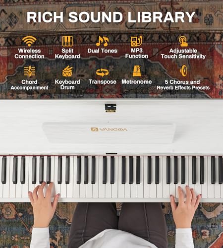Vangoa Digital Piano 88 Keys Weighted Hammer Action Home Full size Digital Piano Keyboard for Adult Beginner with Furniture Stand, Flip Key Cover