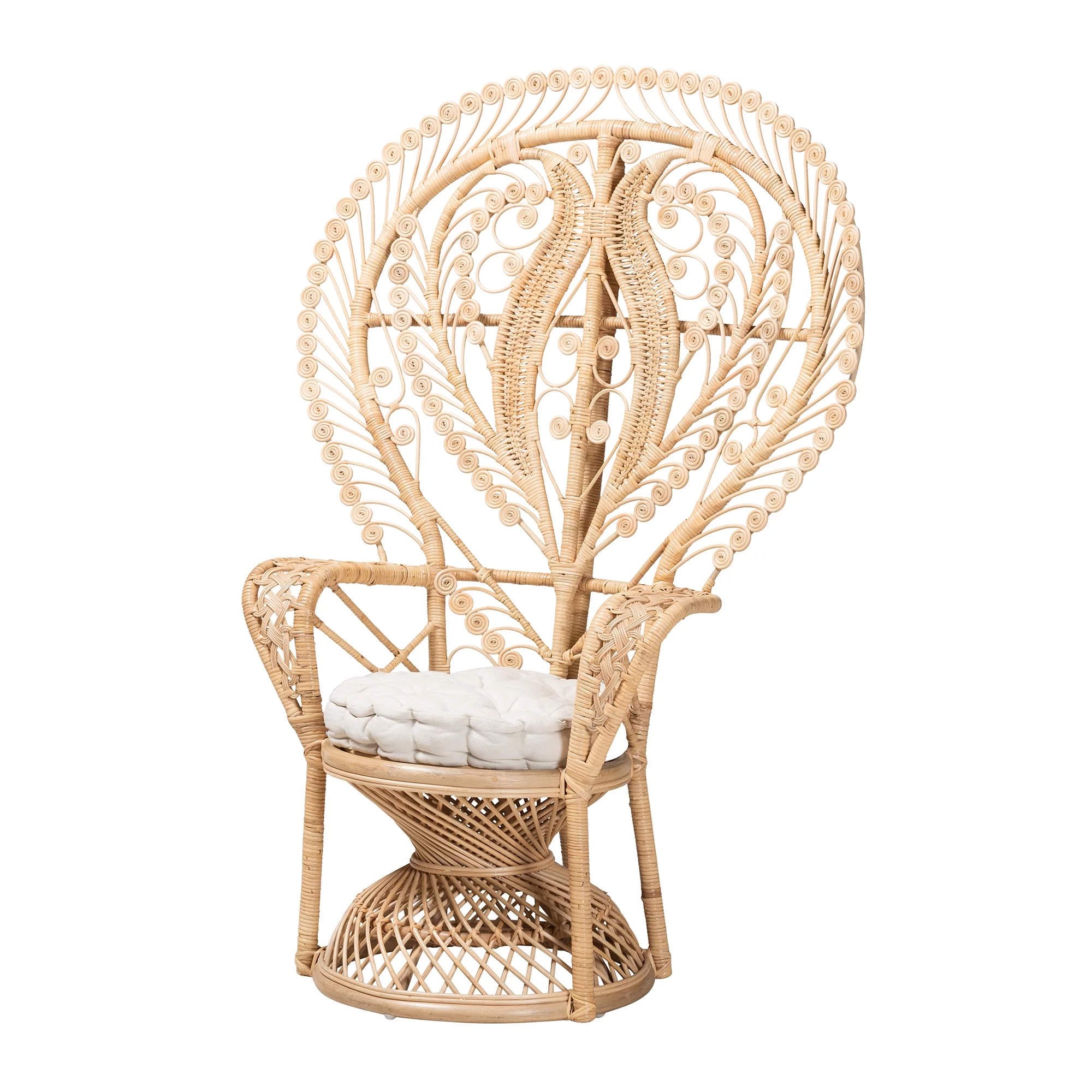 bali & pari Fedra Rattan BOHO Peacock Chair, Natural Brown