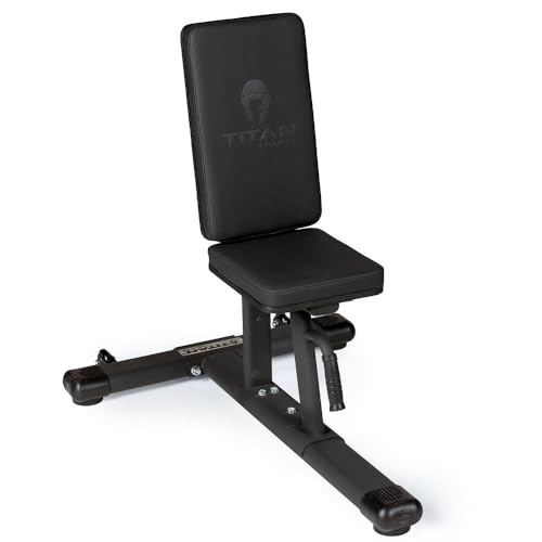 Titan Fitness Seated Stationary Bench, Rated 330 LB, Ergonomic Angled Back, Comfortable HeftyGrip Padding, Front Handle