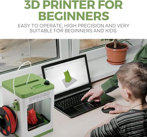 Fully Assembled Mini 3D Printer for Kids and Beginners - Complete Starter Kit with Auto Leveling 3D Printing Machine, 10M PLA Filament, and SD Card