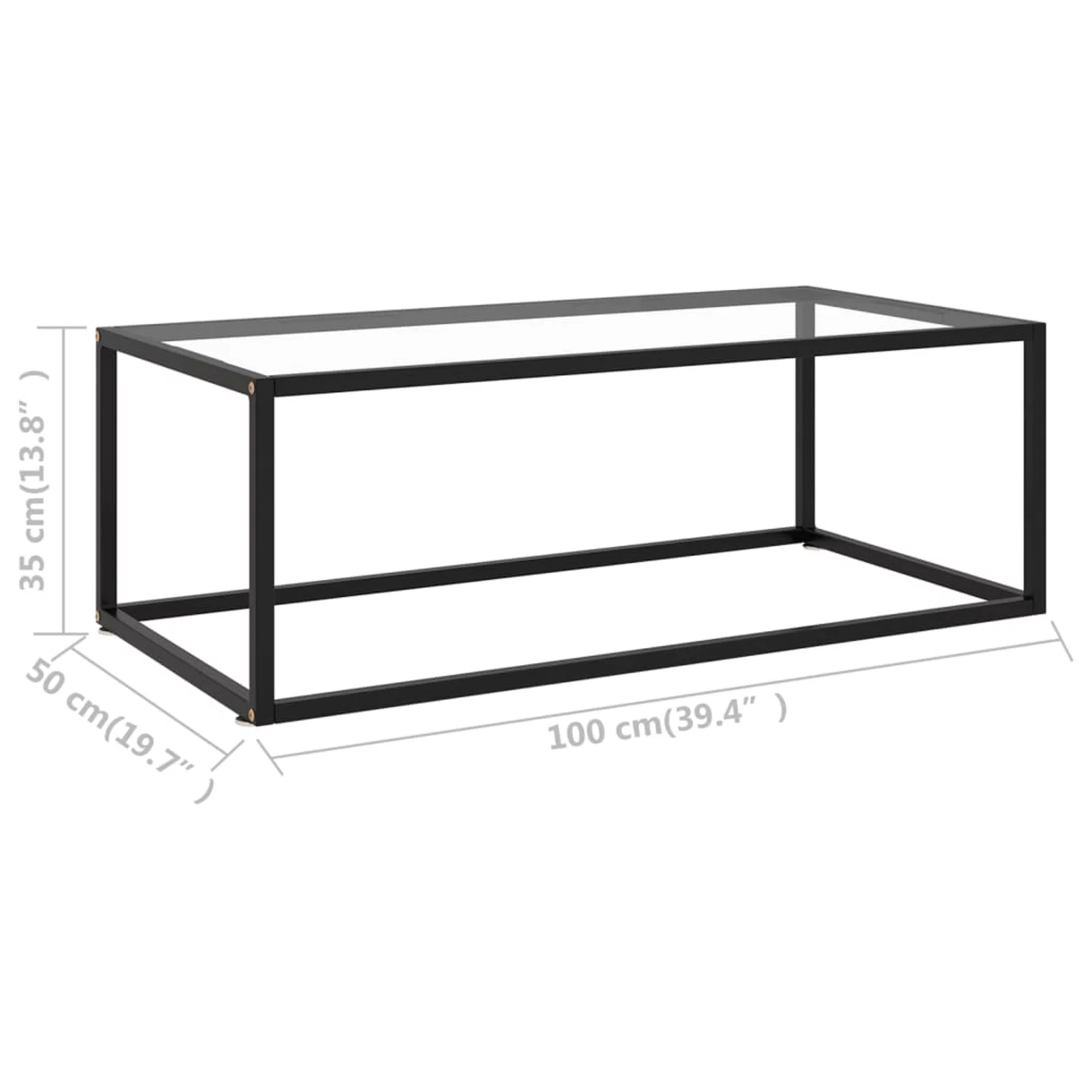 Dcenta Modern Coffee Table Tempered Glass Tabletop Sofa and Couch End Side Table Steel Frame for Living Room