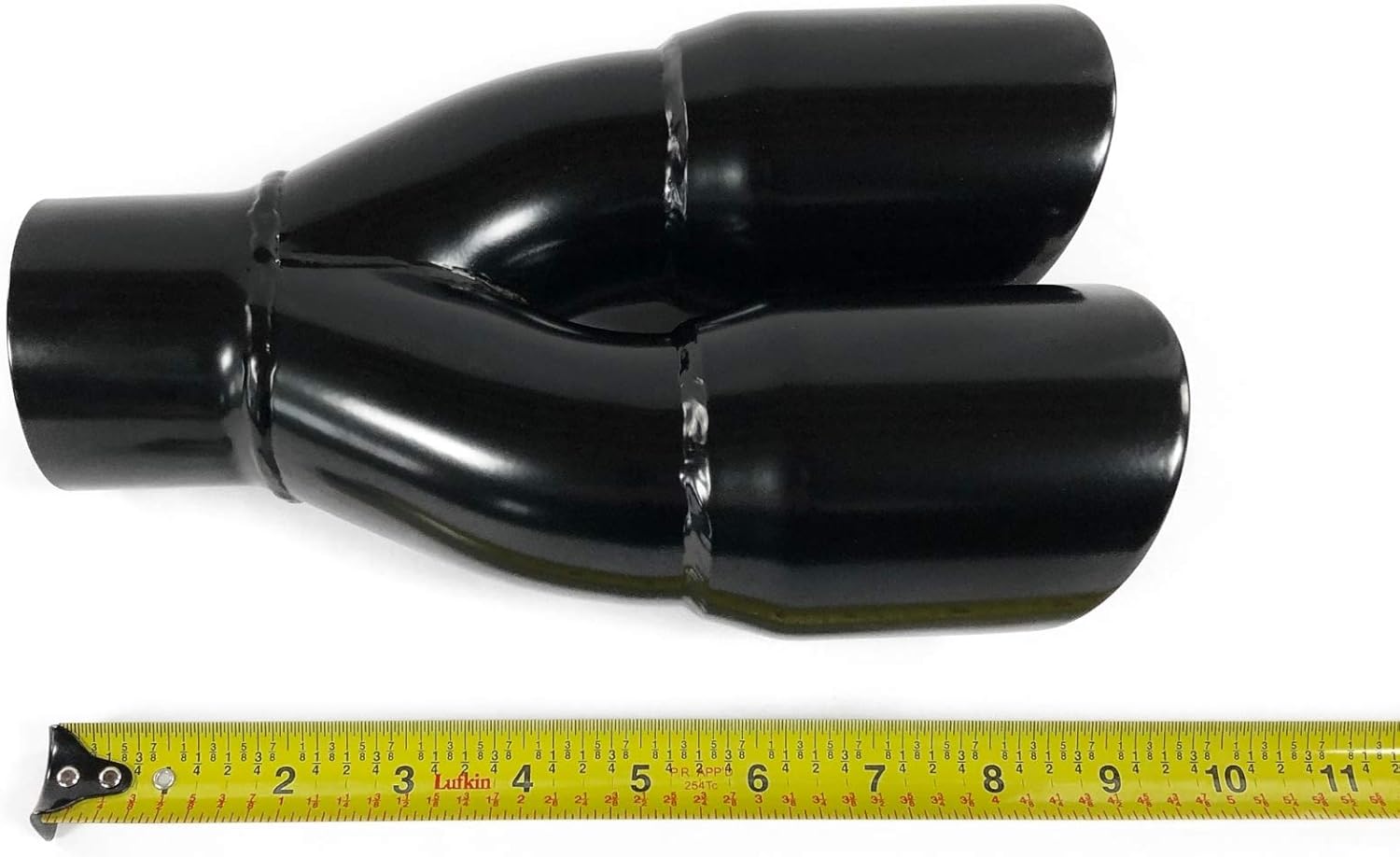 Exhaust Tip Dual 3.00 X 9.50 Long 2.50" Inlet Round Double Wall Slant Black Stainless Wesdon Exhaust Tip Pack of 2