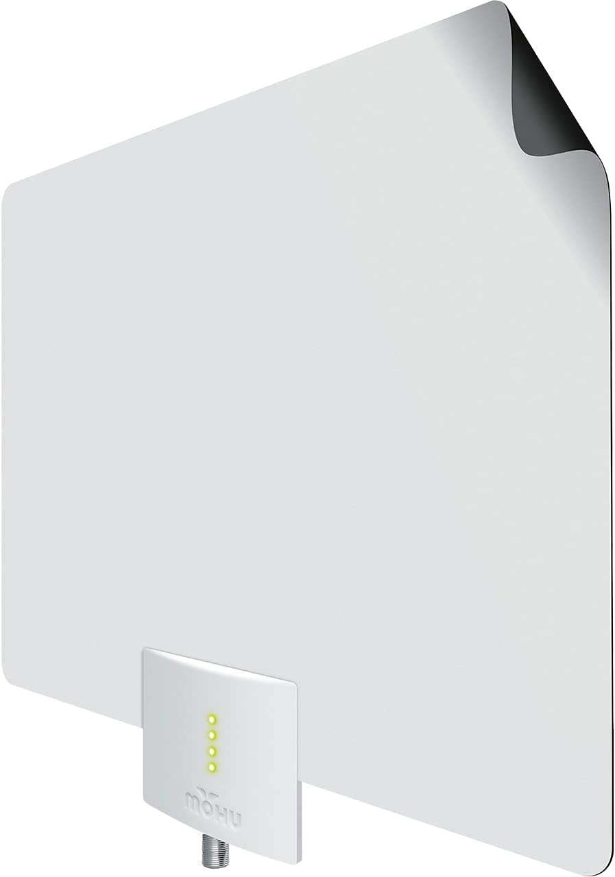 Mohu Leaf Ultimate V3 Amplified Indoor HDTV Antenna, Signal Indicator, 60-Mile Range, UHF/VHF Multi-Directional, Paper-Thin, 16 ft. Coaxial Cable