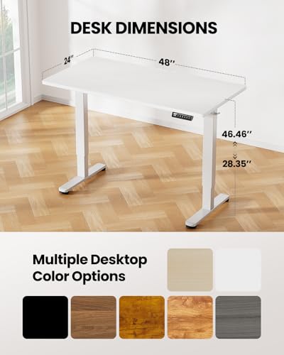 ErGear Height Adjustable Electric Standing Desk, 48 x 24 Inches Sit Stand up Desk, Memory Computer Home Office Desk with Two-Piece Desktop (Walnut)