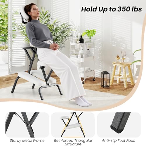 Giantex Portable Light Weight Massage Chair Travel Massage Tattoo Spa Chair w/Carrying Bag (White)
