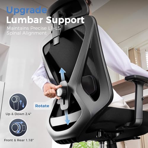 COMHOMA Office Chair Ergonomic Big and Tall Gaming Chair 350 LBS with 3D Adaptive Lumbar Support & Headrest