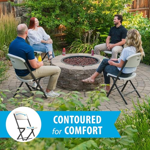Lifetime Folding Chairs, Heavy Duty Foldable Chair Contoured for Comfort, 4-Pack