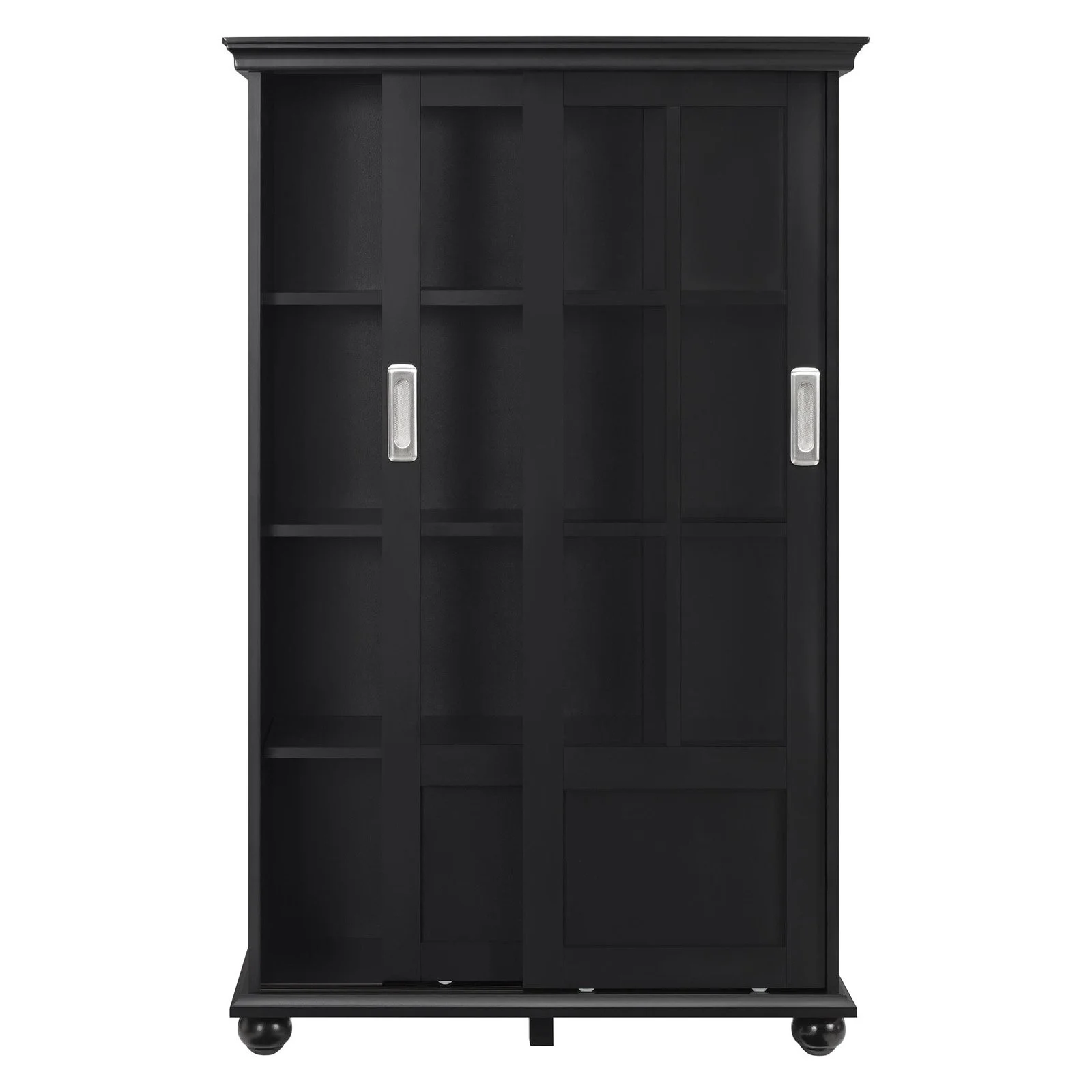 Ameriwood Home Aaron Lane Bookcase with Sliding Glass Doors, Black