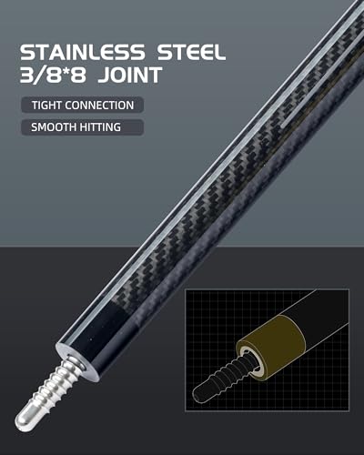 CRICAL Carbon Fiber Pool Cue Stick 58" Billiard Cue Sticks Professional Low Deflection Pool Sticks with 3/8 * 8 Pin Joint and 12.5mm Tip