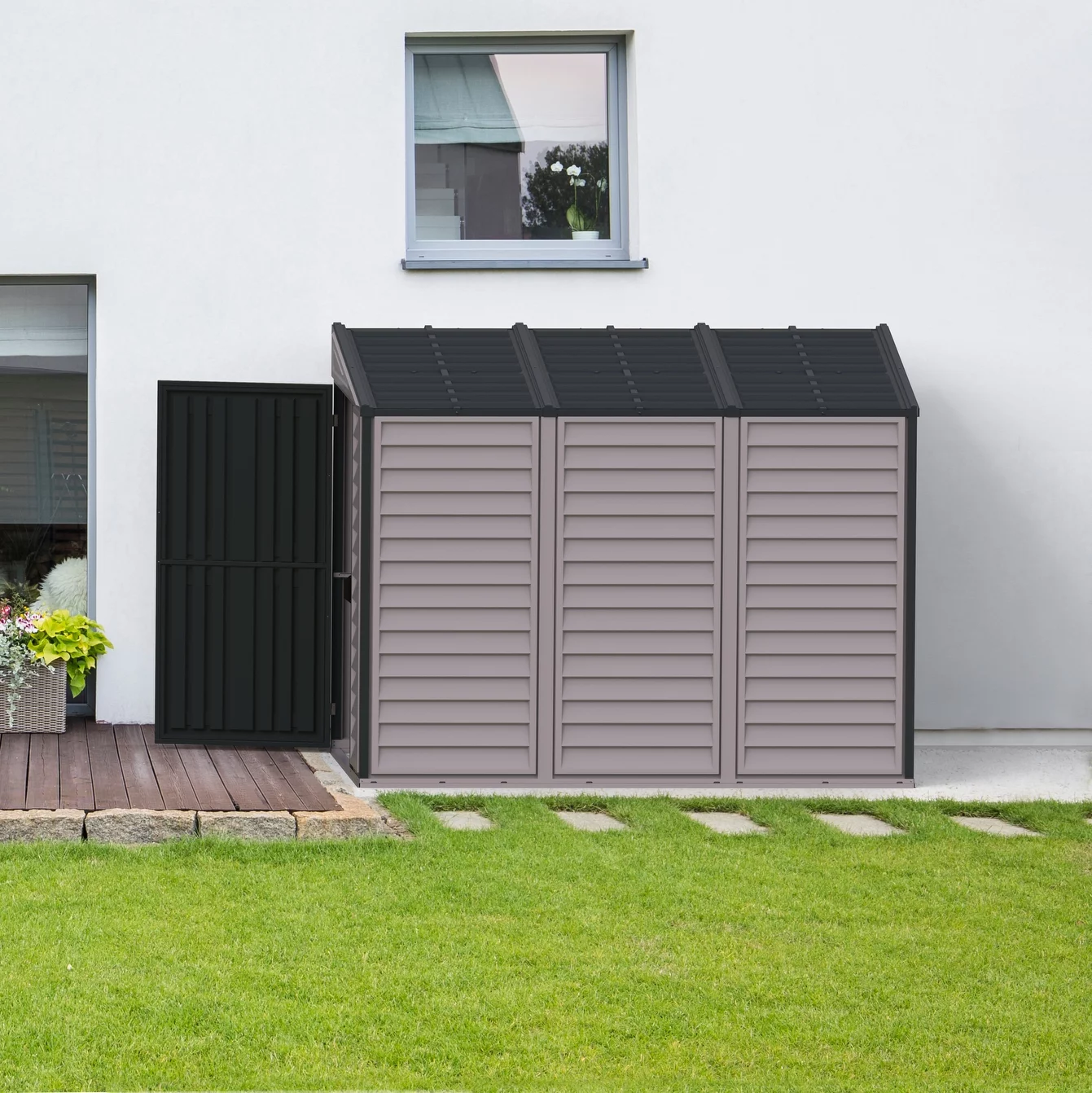 Duramax 4ft x 8ft Sidemate PLUS Vinyl Resin Outdoor Storage Shed With Foundation Kit