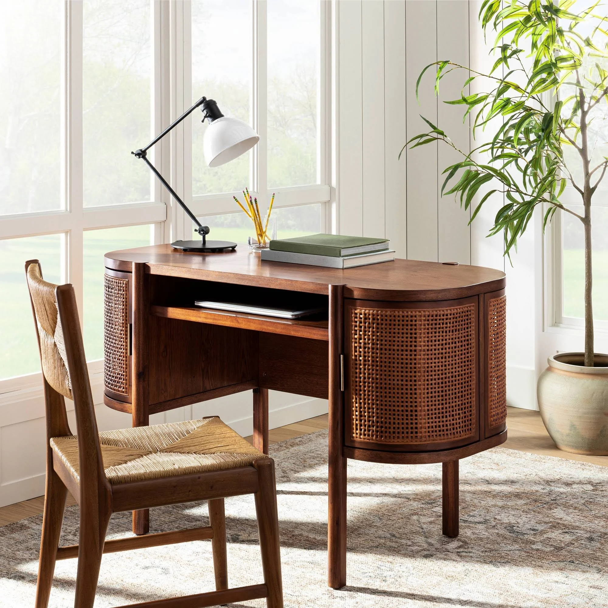 Portola Hills Caned Desk Walnut - Threshold Designed with Studio McGee