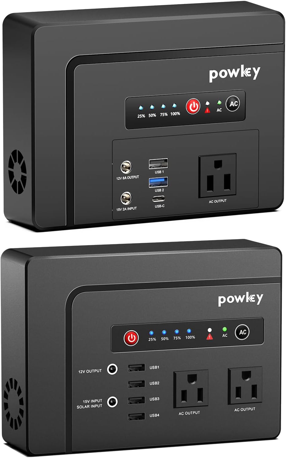 Powkey Portable Power Station 200W and 100W Portable Solar Generator, 146Wh / 97.68Wh Portable Battery Pack with DC USB AC Outlets