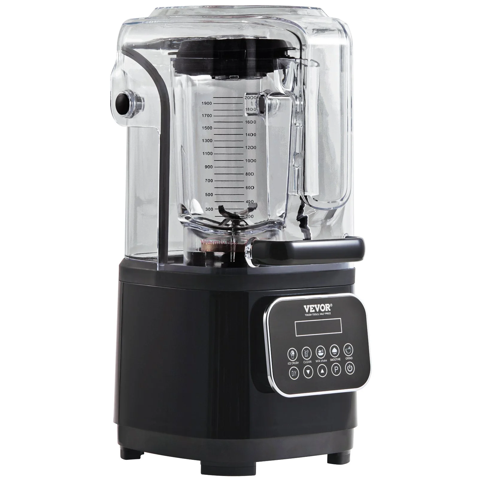 VEVOR Professional Blender with Shield - Commercial 68 oz Combo, Stainless Steel, 9 Speeds, 5 Functions