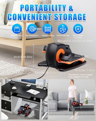 Under Desk Elliptical Machine, Electric Ellipse Leg Exerciser as Seen on Tv for Seniors with 12 Adjustable, Portable Quiet Elliptical Machine