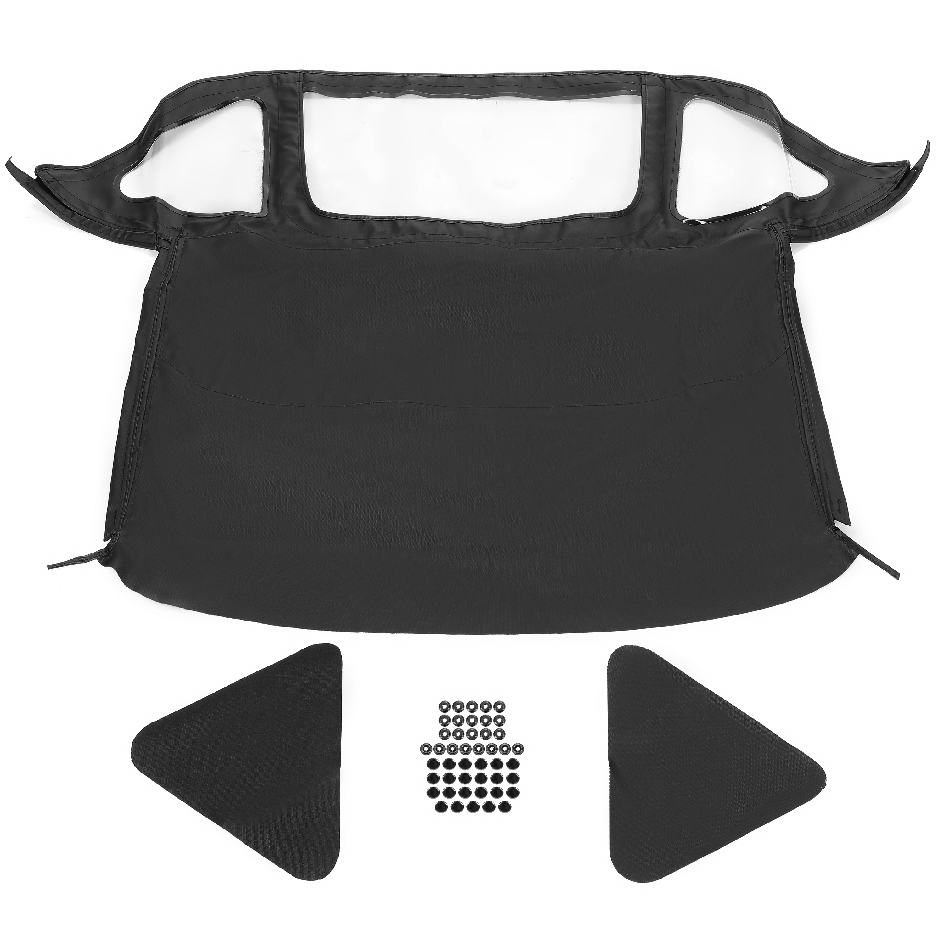 Kojem Convertible Soft Top W/Clear Plastic Window for 71-81 Triumph Spitfire 2-Door Black Replacement