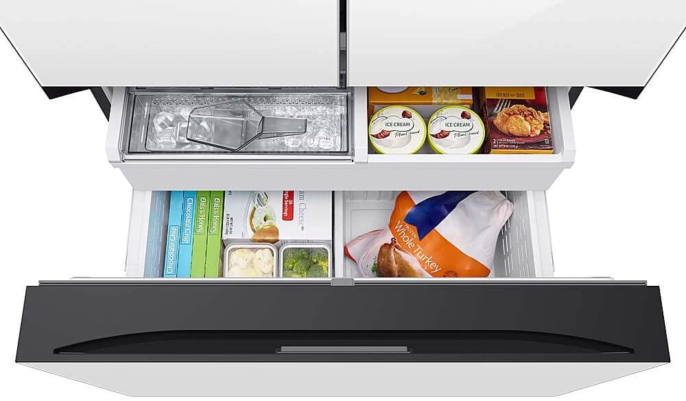 SAMSUNG RF24BB620012 24 Cu. Ft. Bespoke White Glass 3-Door French Door Counter-Depth Refrigerator