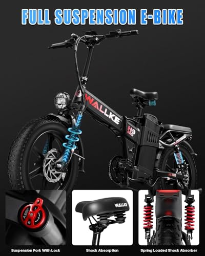 Wallke H9 AWD 3200W Dual Motor Electric Bike for Adult, 48V 82Ah/60Ah Sam-sung Cell Battery, 240-130 Mile 34MPH Fast Ebike