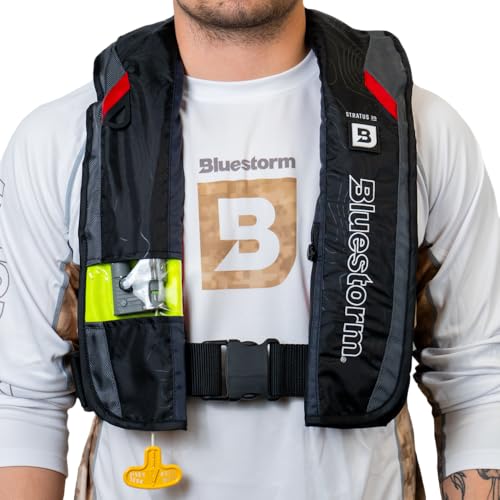 BLUESTORM Stratus 35 Inflatable Life Jacket PFD for Adults | US Coast Guard (USCG) Approved Automatic Self Inflating Life Vest Preserver with Manual