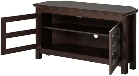 RUNFAYBIU Modern Farmhouse Wood Corner Universal TV Stand for TV's up to 50"
