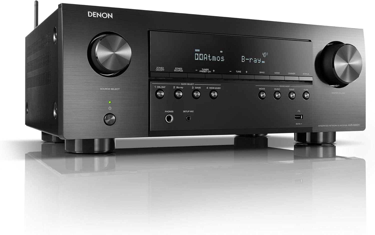 Denon AVR-S960H 8K Ultra HD 7.2 Channel (90Watt X 7) AV Receiver 2020 Model - Built for Gaming, Music Streaming, 3D Audio & Video, Alexa + HEOS, Black