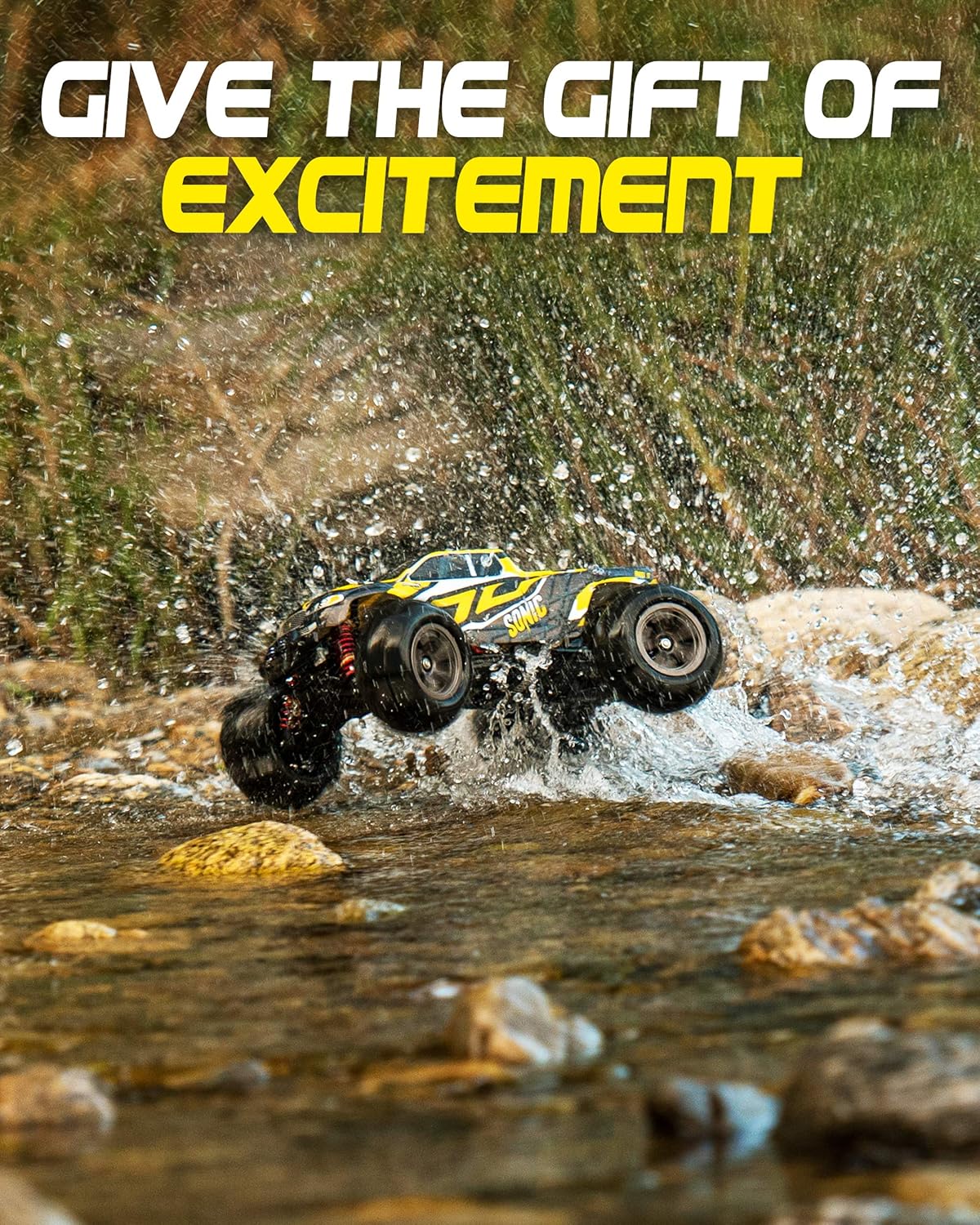 LAEGENDARY RC Car - Off Road Remote Control Car for Adults & Kids, Waterproof All Terrain 4x4 Truck w/ 2 Batteries - 1:16 Scale, Brushless, Black