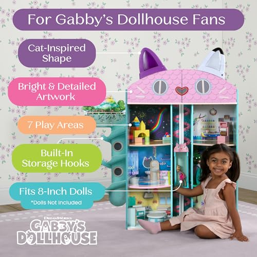Gabby’s Dollhouse Purrfect Playhouse by Delta Children – Features Sounds & Light Up Ears - Includes 20 Accessories - Fits 8-inch Dolls