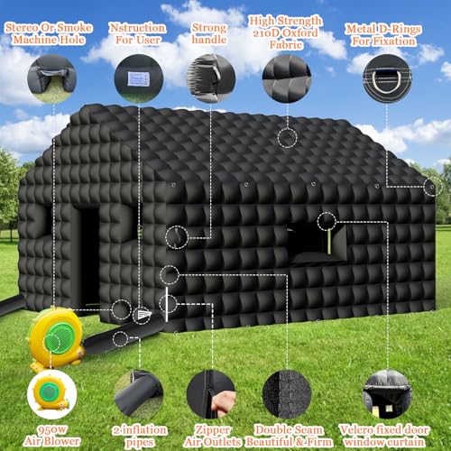 Inflatable Nightclub 20x16.5x12 Ft, Large White Inflatable Party Club Tent for Adults Birthday Backyard Wedding Rental, 2 Doors and Logo Area