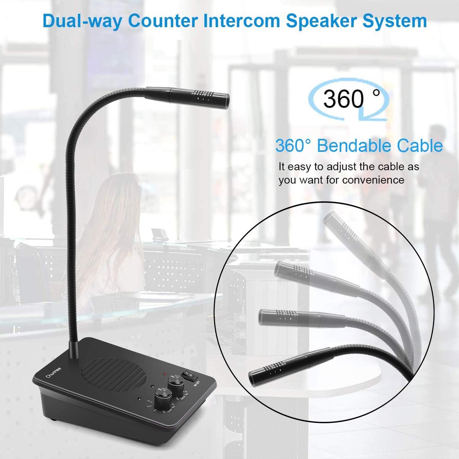 Window Speaker Intercom System Dual Way Anti-Interference Intercommunication Microphone Talk Through Glass,Voice Intercom System for Bunsiness