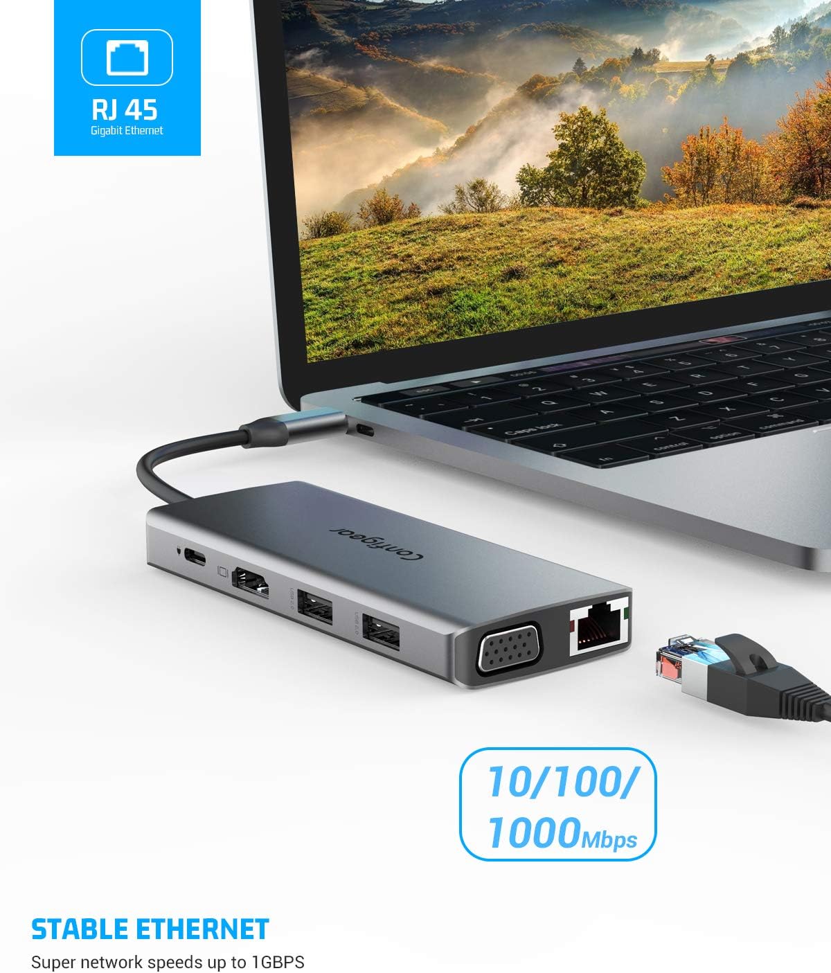 USB C Hub, USB C Laptop Docking Station 11 in 1 Multiport Adapter Dongle, 4K USB C to HDMI, VGA, Ethernet, 100PD, 2 USB 3.0, 2 USB 2.0, Mic/Audio