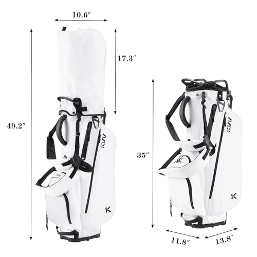 KVV Lightweight Golf Stand Bag with 7 Way Full-Length Dividers, 5 Zippered Pockets, Automatically Adjustable Dual Straps，Elegant Design
