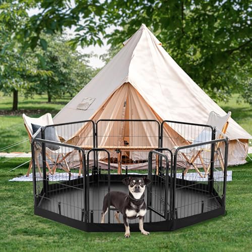 PJYuCien Dog Playpen Plus Storage Bag, 32" H 8 Panels Puppy Pen with Square Bottom, Heavy Duty Dog Fence for Puppies/Small Dogs