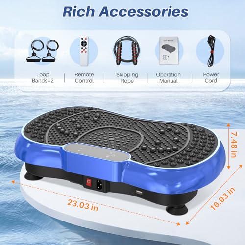 Vibration Plate Exercise Machine for Weight Loss – 100-Speed Platform with Bluetooth Speaker, Remote & Bands