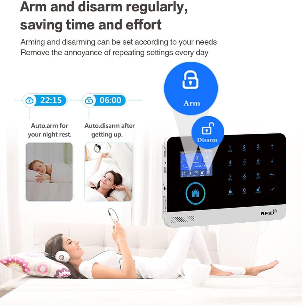Wireless WiFi Smart Home Security DIY Alarm System DIY Home Wi-Fi Alarm Kit with Motion Detector,Notifications with app,Door/Window Sensor, Siren