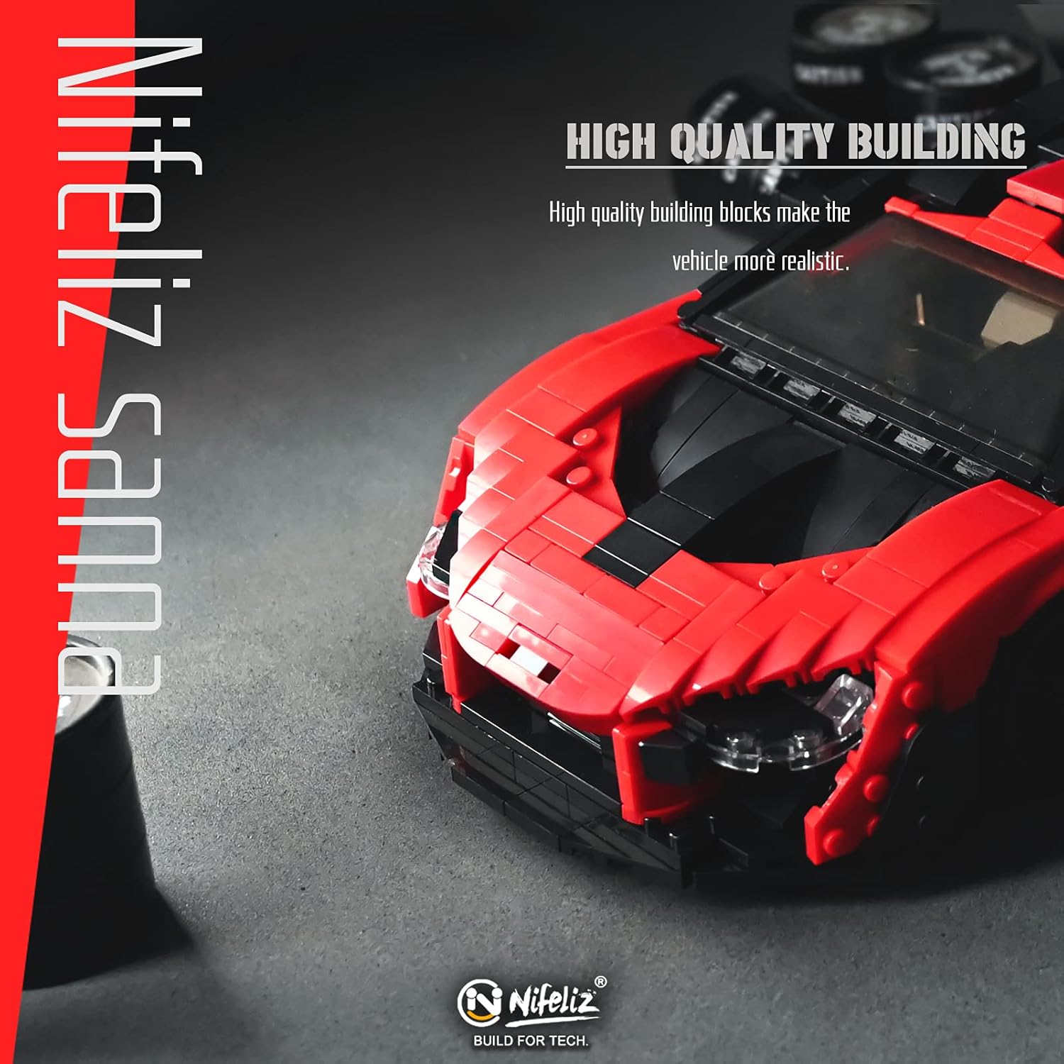 Nifeliz Super car Sanna MOC Building Blocks and Construction Toy, Adult Collectible Model Cars Set to Build, 1:12 Scale Sports Car Model (1182 Pcs)