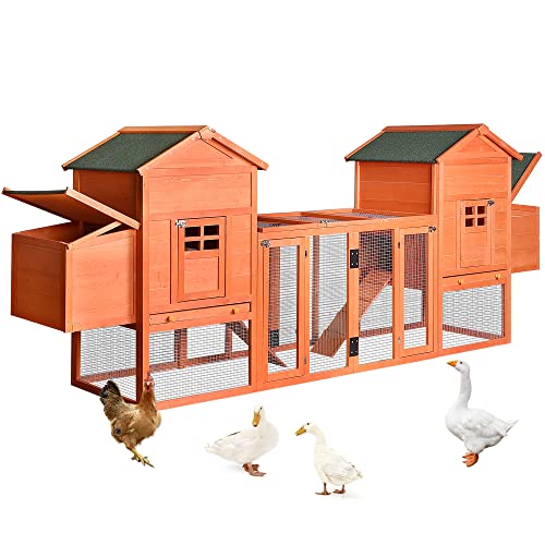 Large Metal Chicken Coop Hexagonal,Walk-in Poultry Cage Hen Run House,Steel Wire Dipped Plastic Mesh, with Water-Resident and Anti-UV Cover