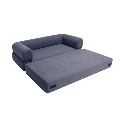 Convertible Sleeper Sofa Bed with Cylindrical Pillow, Comfy Foldable Sofa Bed Compressed Sofa in Box