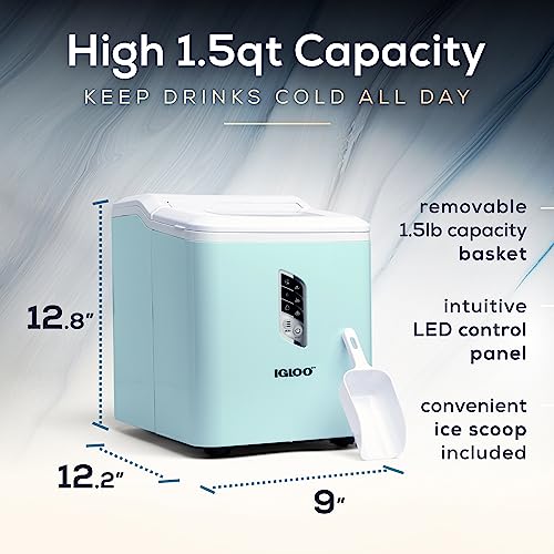 Igloo Electric Countertop Ice Maker Machine - Automatic and Portable - 33 Pounds in 24 Hours - Icecube Maker - Plastic Scoop and Basket