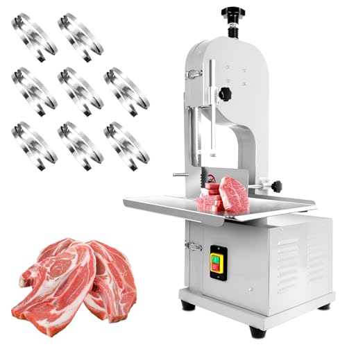 1500W Electric Bone Saw Machine | 20" x 15" Meat Cutting Table | Stainless Steel Bandsaw Machine | 0.04-8" Cutting Thickness with 8 Saw Blades |