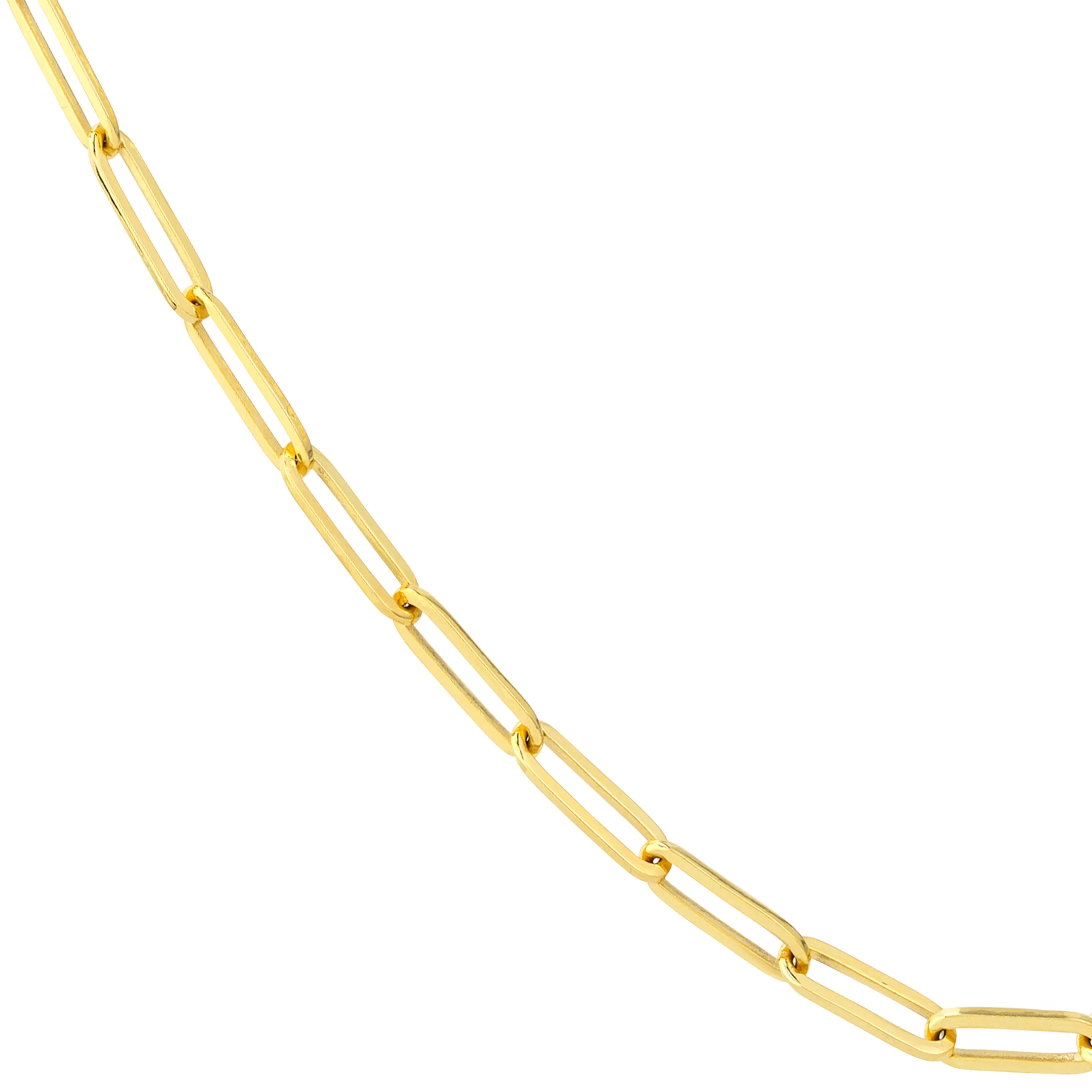 SZUL Women's 14K Solid Yellow Gold 3.80mm Paperclip Necklace - 16 Inch